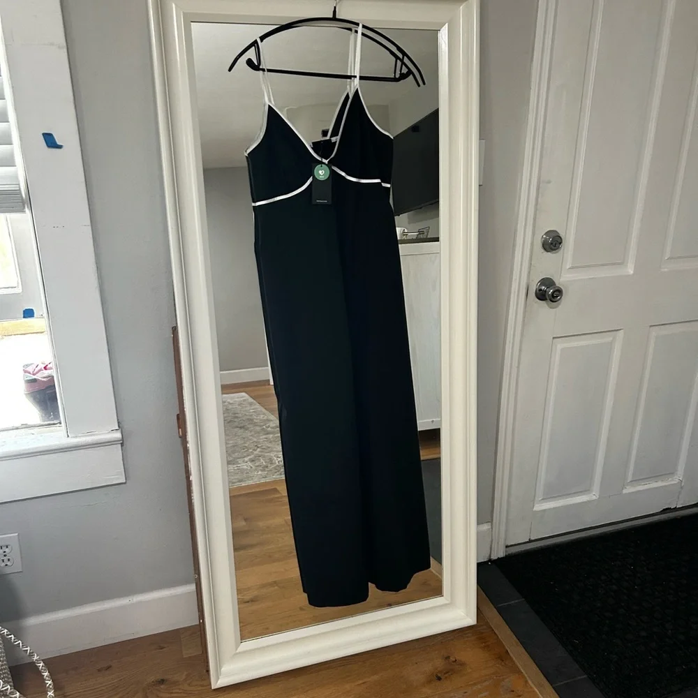 Rails Jessa Cutout Maxi Dress Adjustable Straps Contrast Trim Black White M NWT - Picture 6 of 11